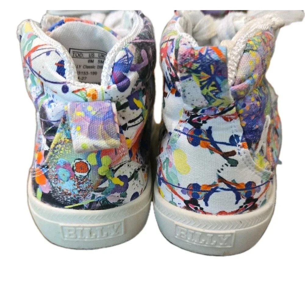 BILLY Toddler Boy Girl 6 High Top Sneakers Paint Splatter Zipper Adaptive Shoes